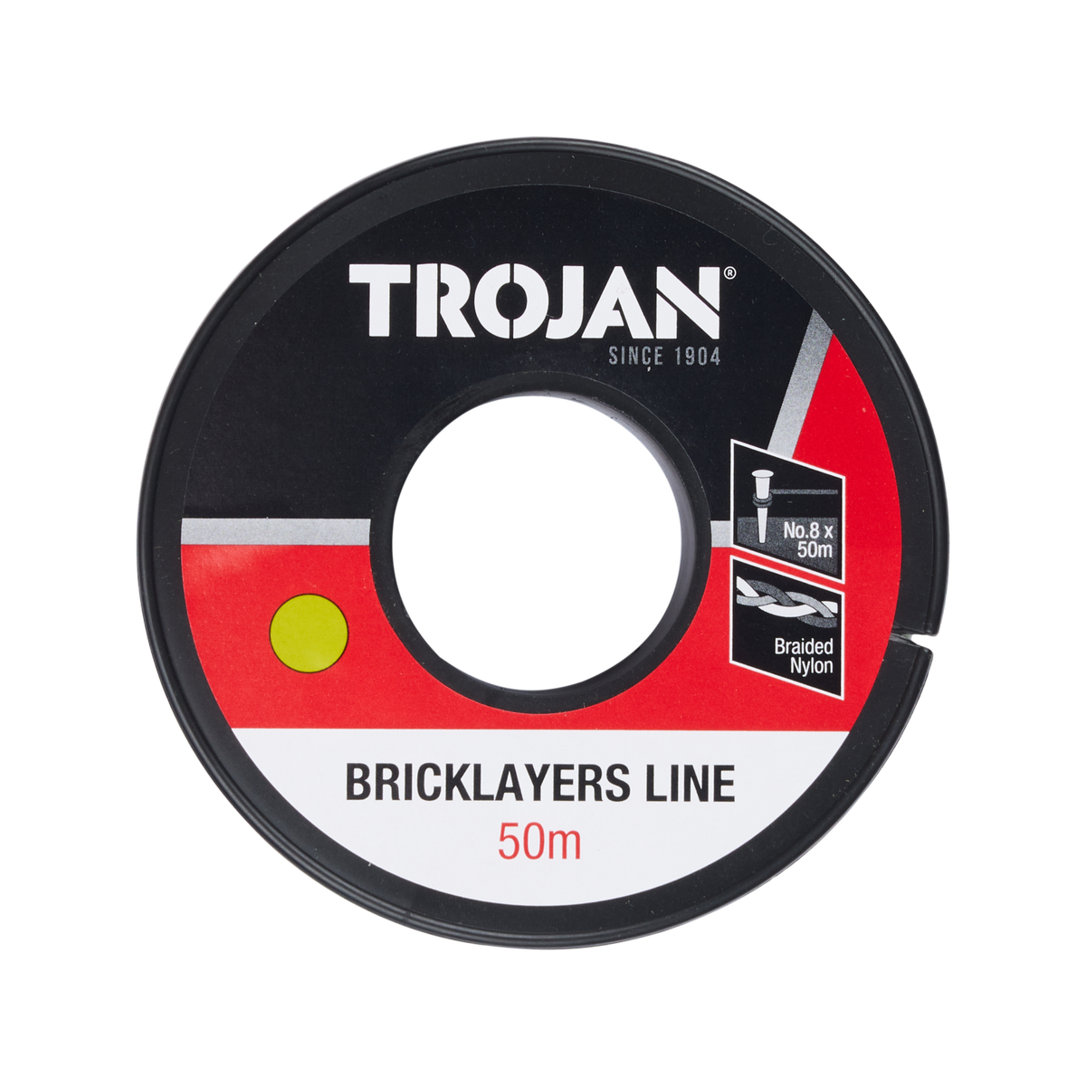 Trojan Green No. 8 Nylon Brickline 50m, Braided Bricklayers Line