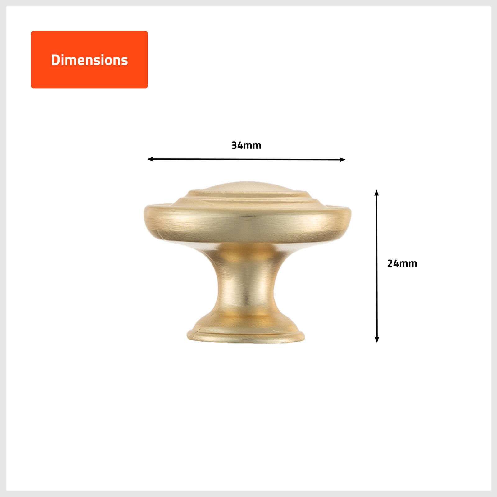 Taskmaster 34mm Brushed Brass Round Cabinet Knobs - 4 Pack, with Screws