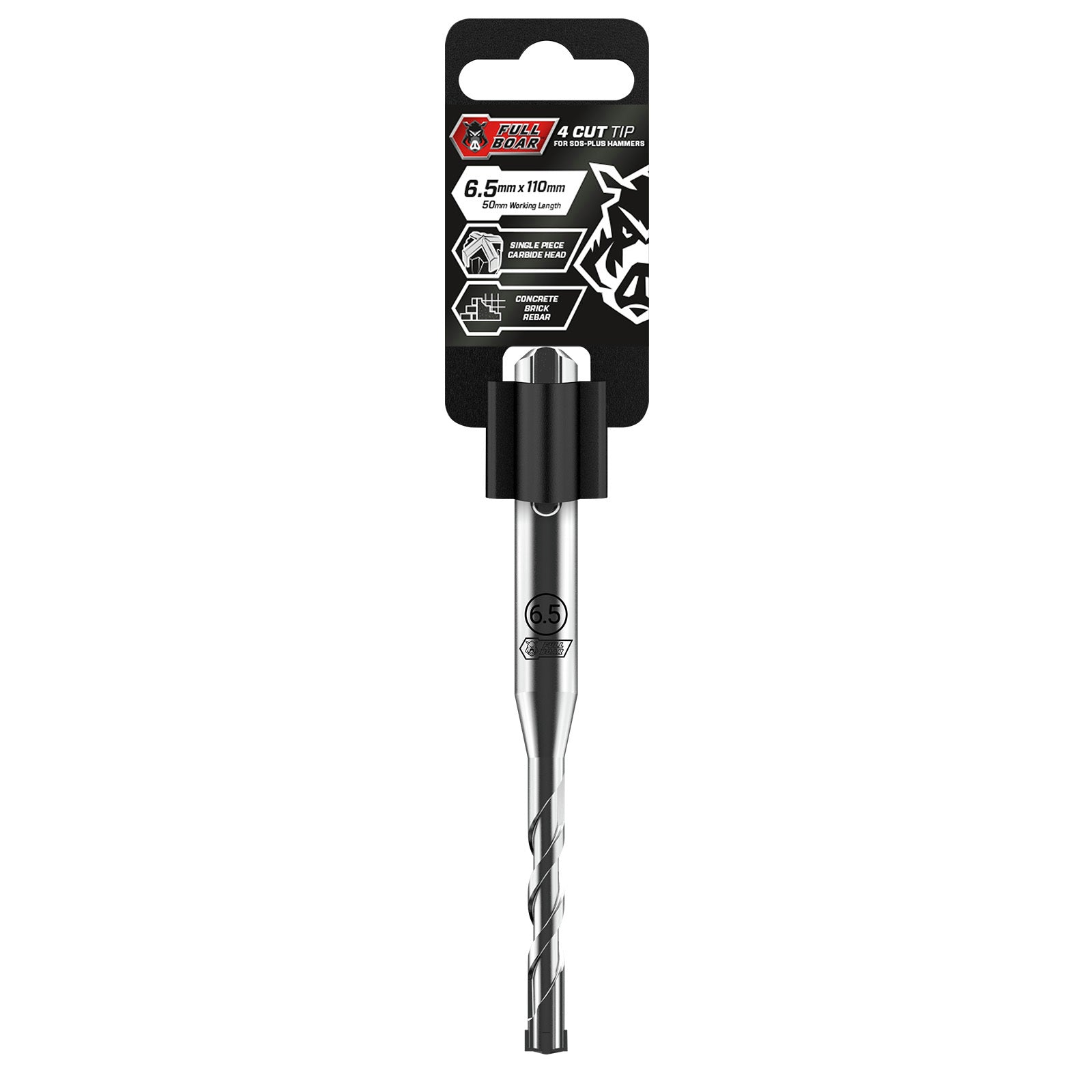 Full Boar 6.5 x 110mm 4-Cut Tip SDS-Plus Hammer Drill Bit