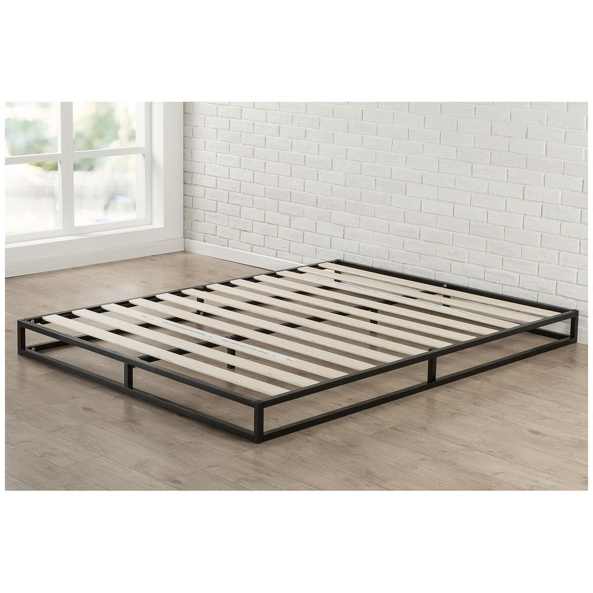 Zinus Joseph King Single Metal Bed Frame - 15cm Low Profile, Flat Wooden Slats, Black - AU-FBMFB1ZC-06B