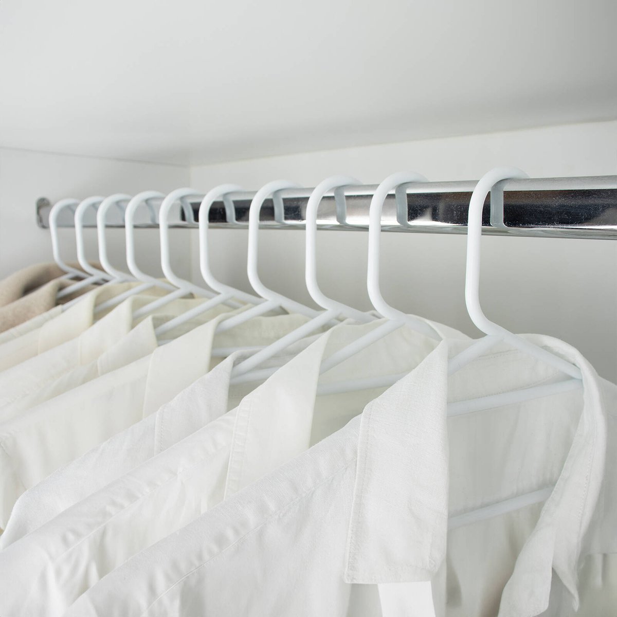 All Set White Plastic Tube Clothes Hangers 10 Pack - 445mm x 215mm - Anti-Slip - SuperSaverAU - view 2