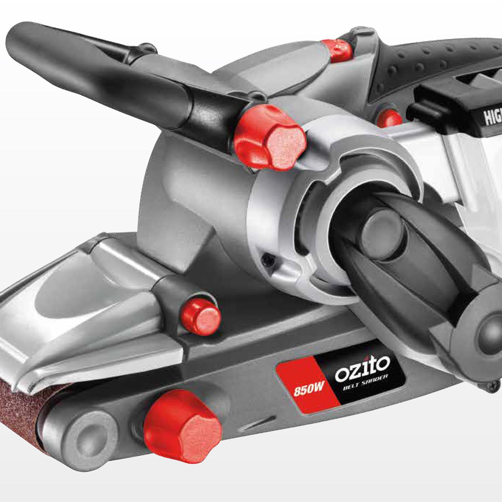 Ozito 850W Variable Speed Belt Sander BSV-9000, 75 x 533mm Belt, Canister Dust Collection, 400m/min