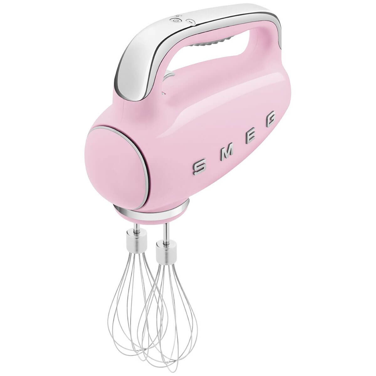 Smeg 50s Retro Style Hand Mixer - 250W, 9 Speeds Plus Turbo, Backlit LED Display, Pink - HMF01PKAU