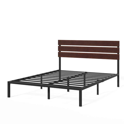 Zinus Figari queen metal and bamboo bed frame - brown, slat support, 250kg capacity - AU-FBOBH1-39Q