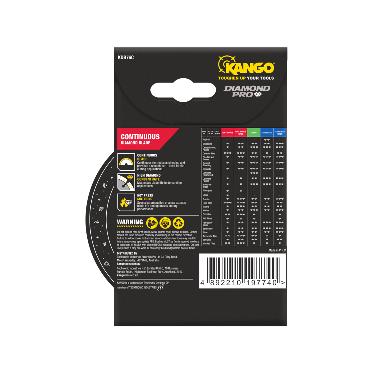 Kango 76mm Continuous Rim Diamond Blade KDB76C