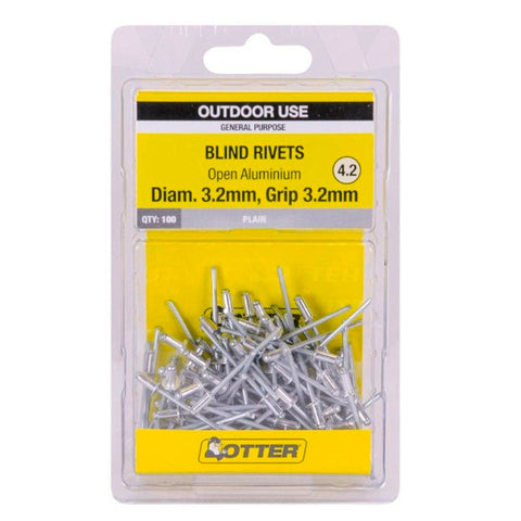 Otter Open Aluminium Blind Rivets 2x3 2mm 100 Pack Strong Durable - SuperSaverAU - view 1