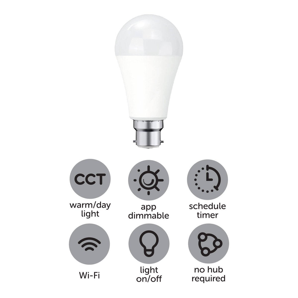 Arlec B22 LED Globe 1050lm 12W - Smart Colour Temperature Adjustable - SuperSaverAU - view 2
