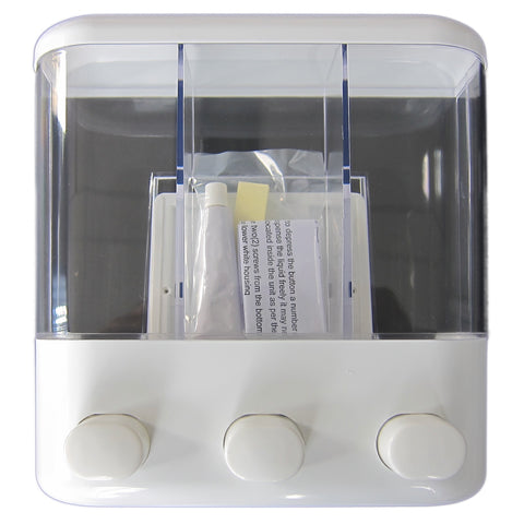 Handi Homes White/Clear 3 Compartment Liquid Dispenser 500ml Wall Mount