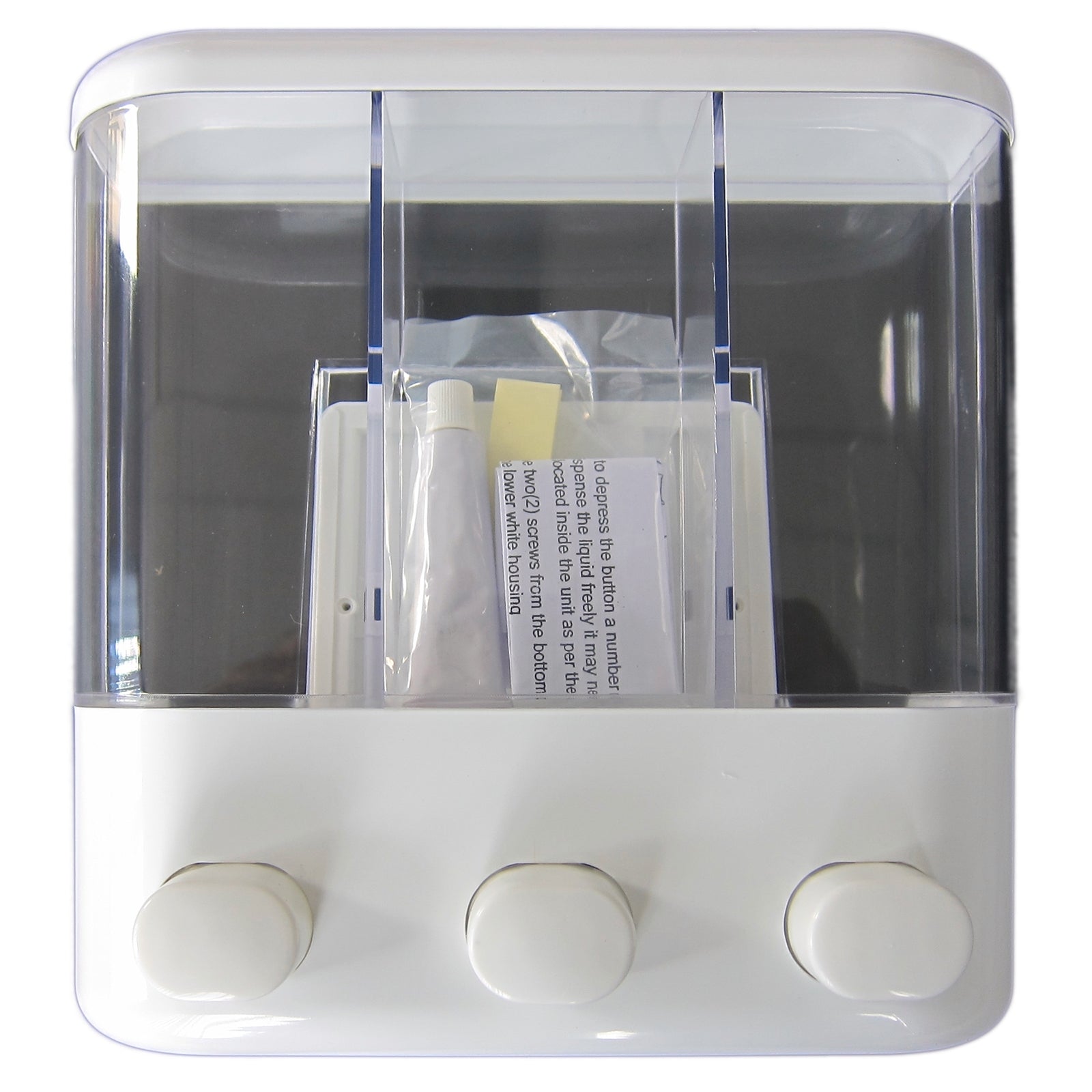 Handi Homes White/Clear 3 Compartment Liquid Dispenser 500ml Wall Mount