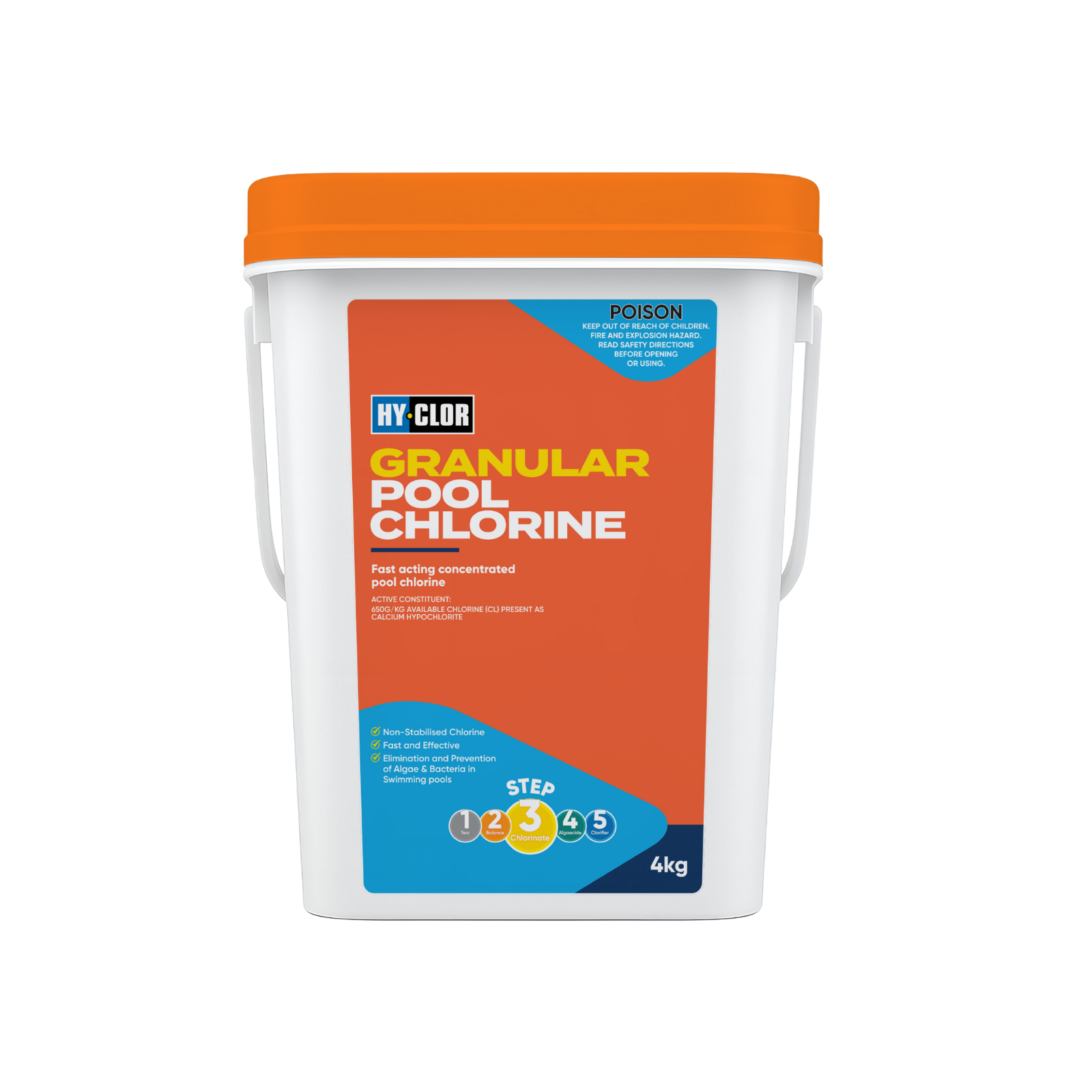 Hy-Clor Granular Pool Chlorine 4kg Calcium Hypochlorite Granules