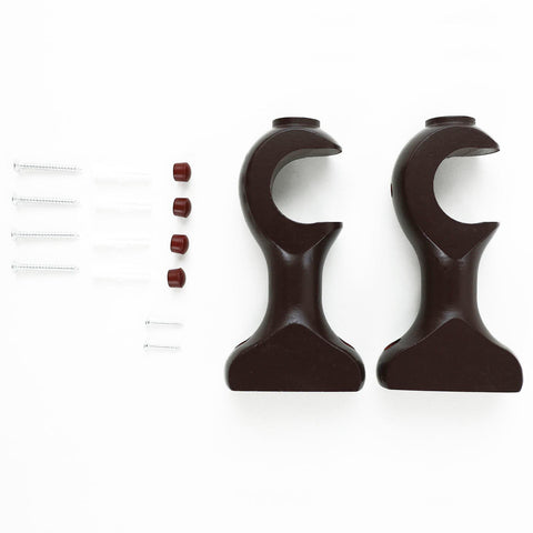 Windoware 33mm Walnut Timber Curtain Woodpole Brackets - 2 Pack