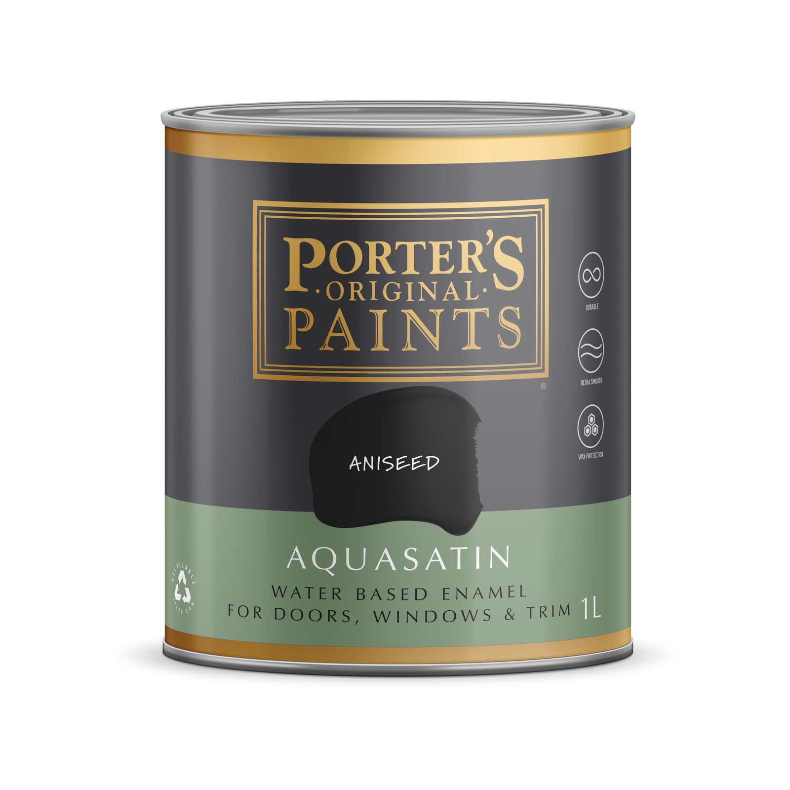 Porter's Paints 1L Aniseed Aqua Satin Splatter & UV Resistant Paint
