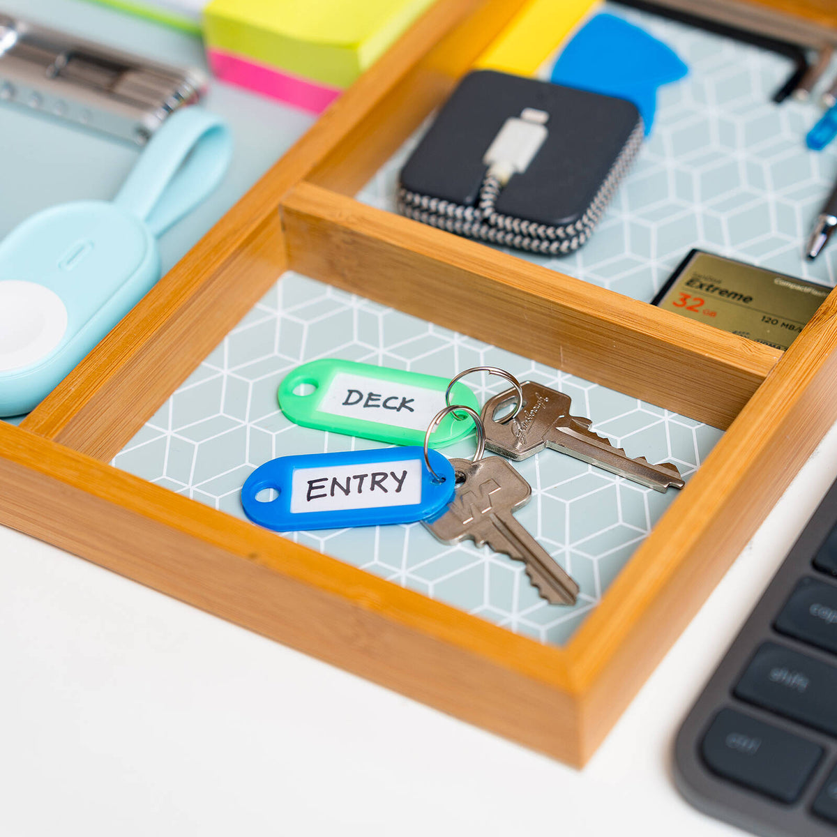 Taskmaster Key Tags with Ring, 60 x 22mm, Assorted Colours, 50 Pack