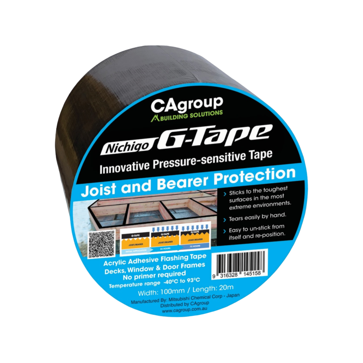 CAgroup 100mm x 20m Bearer Protector G-Tape Black