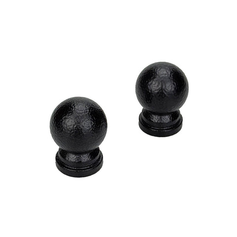 Pillar Products 16mm Black Powdercoated Steel Ball Curtain Rod Finials 2 Pack