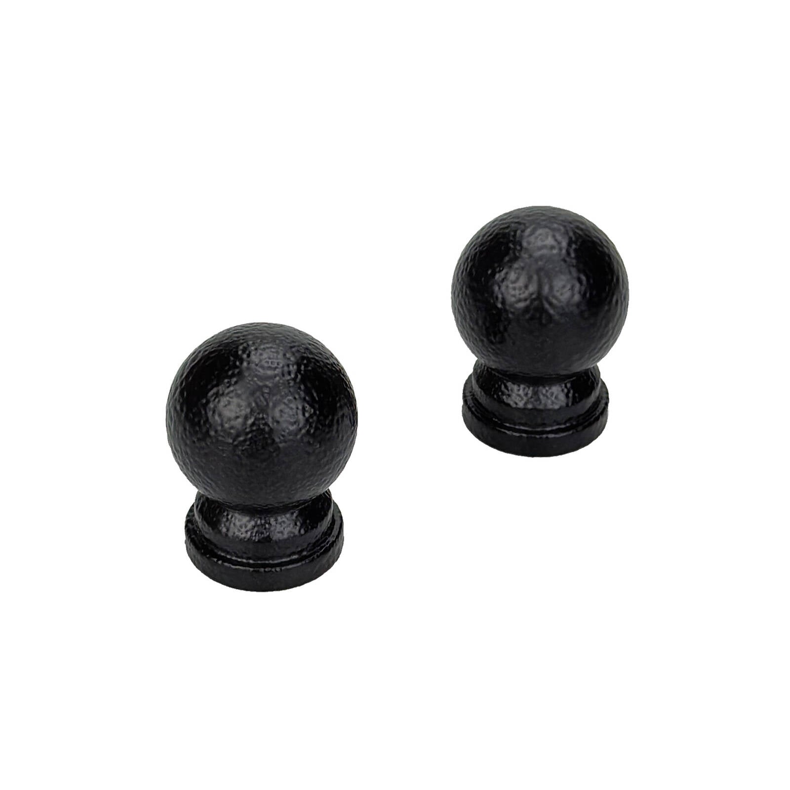 Pillar Products 16mm Black Powdercoated Steel Ball Curtain Rod Finials 2 Pack