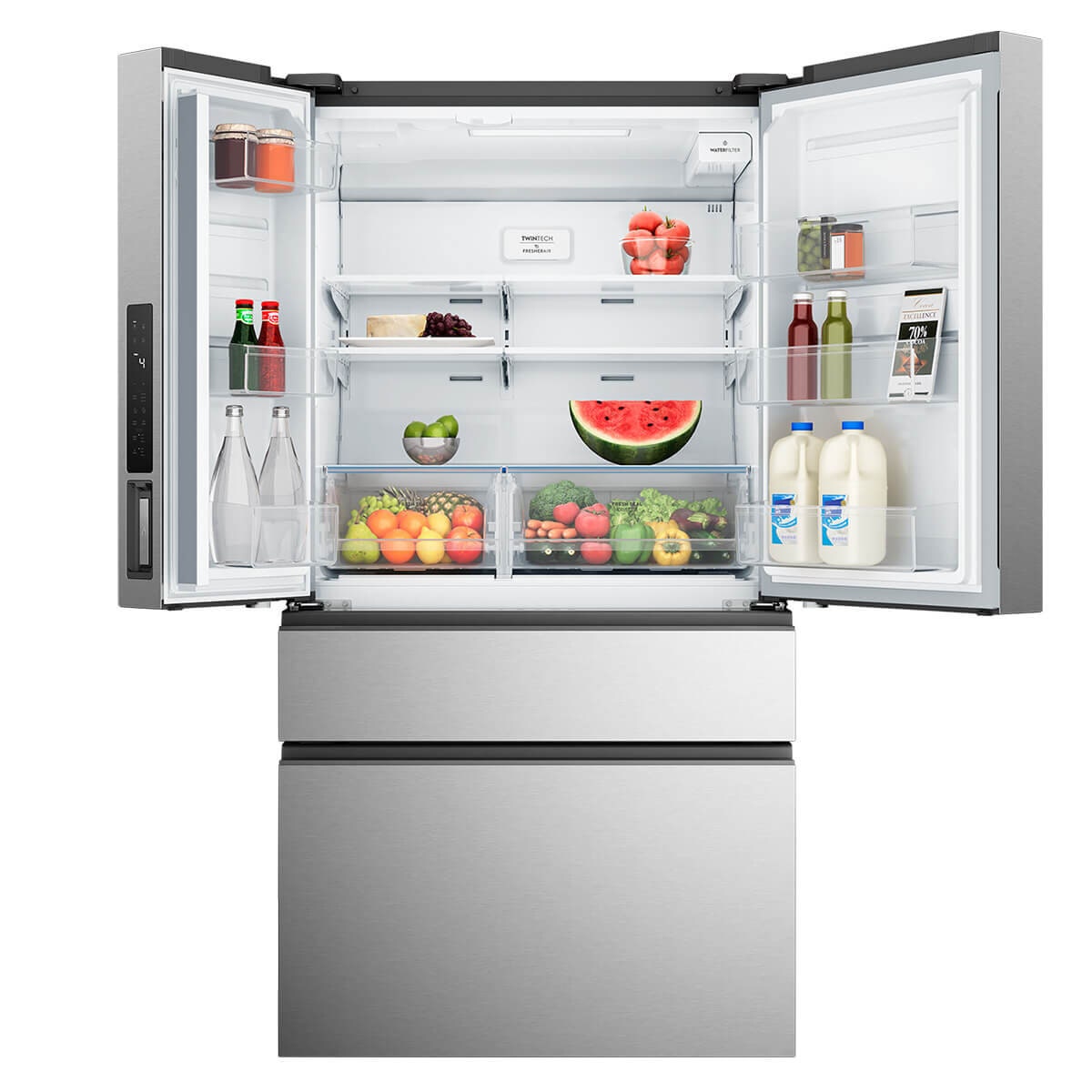 Westinghouse French Door Fridge - Stainless Steel, SnackZone, Hidden Water Dispenser, Icemaker - WHE6351SA