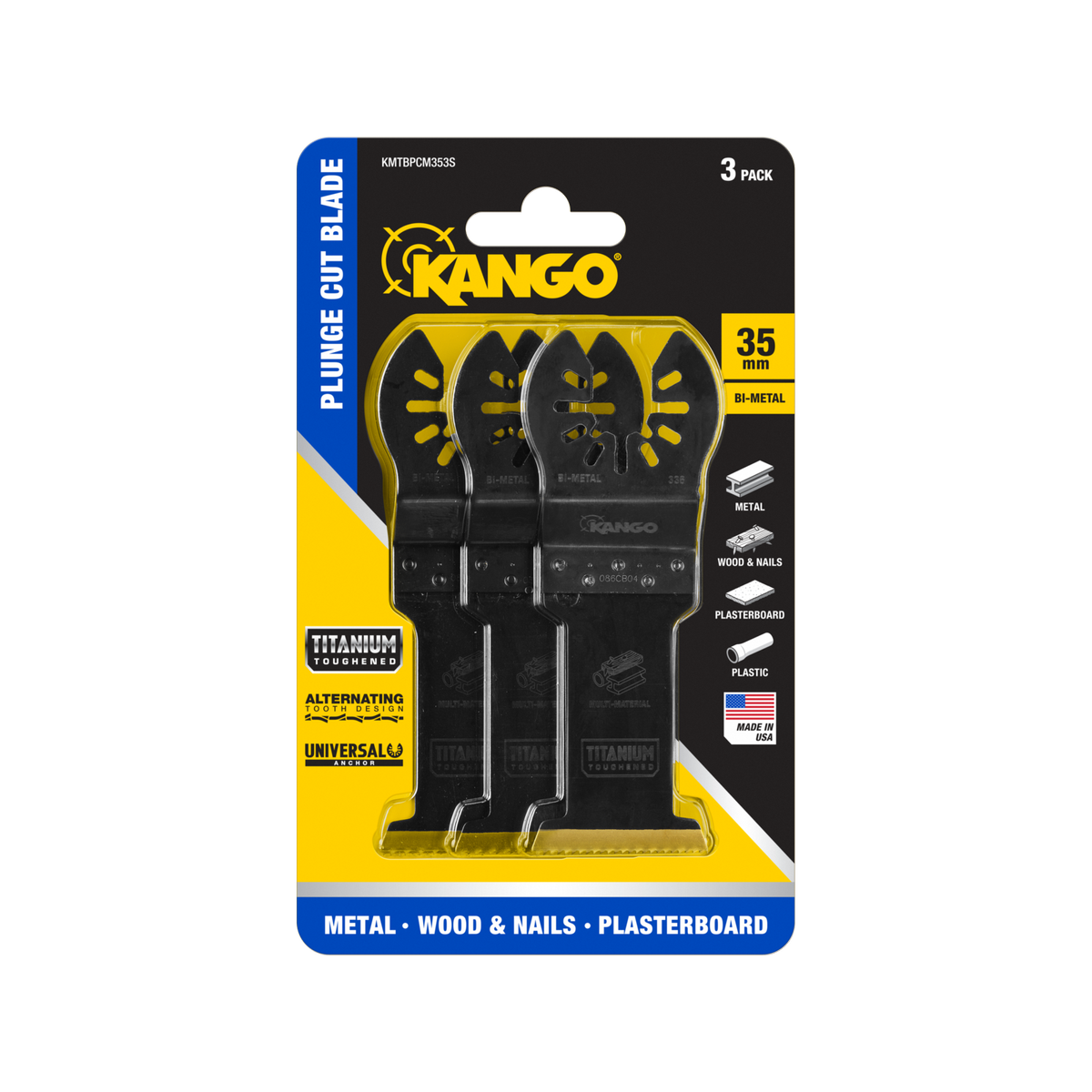 Kango Bi Metal Plunge Cut Multi Tool Blade 3 Pack - 35mm - Durable Cutting - SuperSaverAU - view 1
