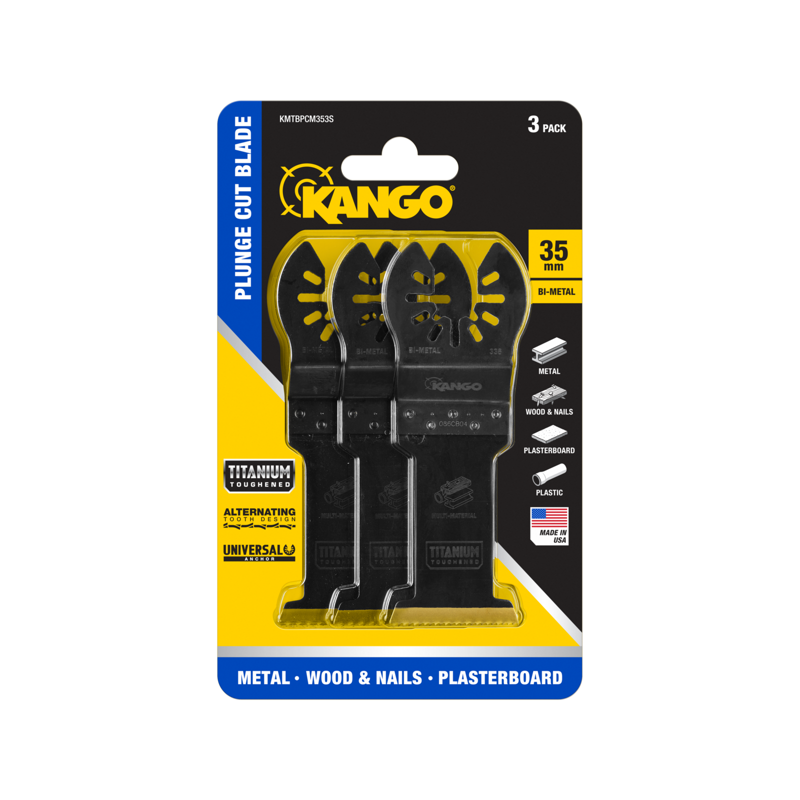 Kango 35mm Bi-Metal Plunge Cut Multi Tool Blades - 3 Pack