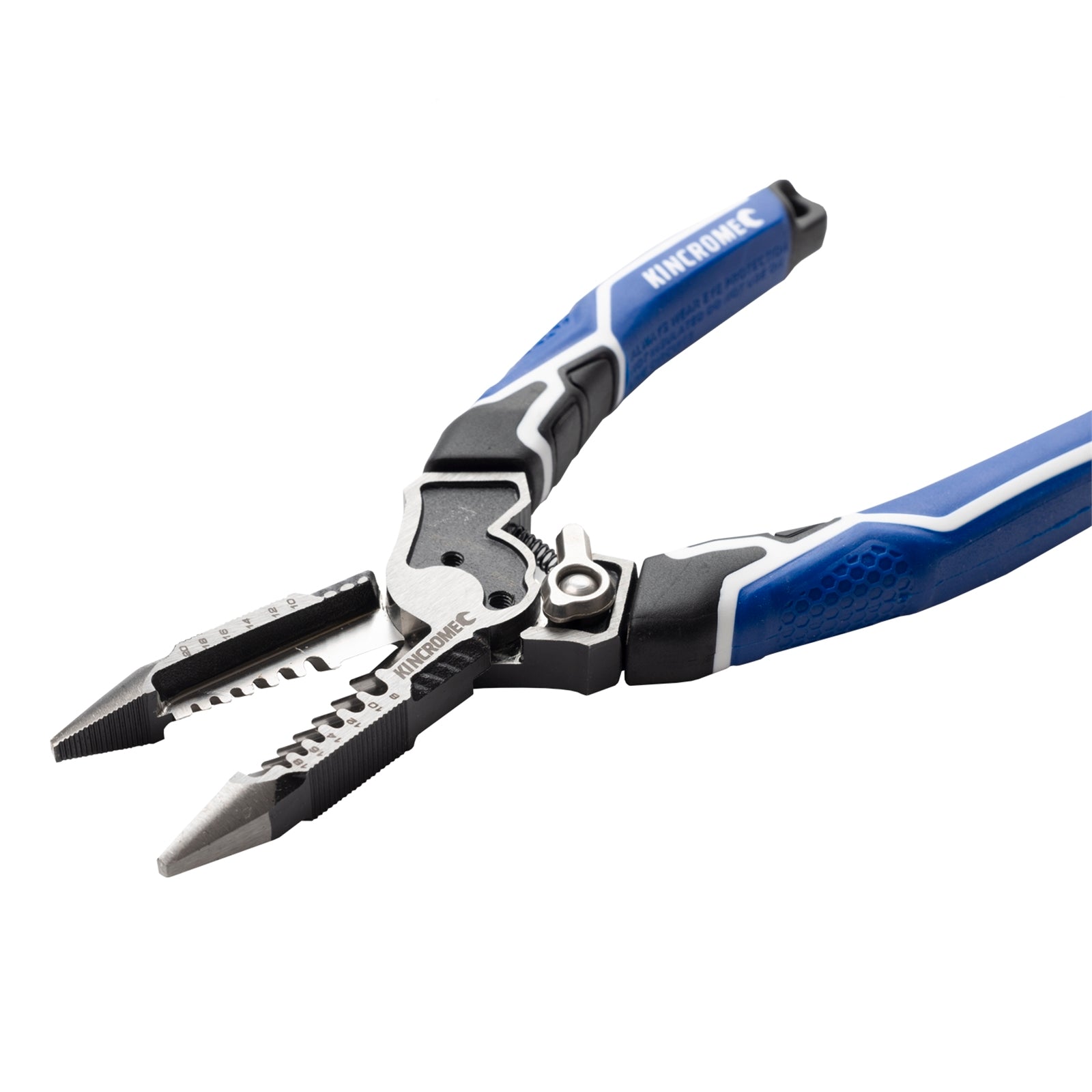 Kincrome 200mm Chrome Vanadium Steel 6 in 1 Pliers and Wire Stripper Blue