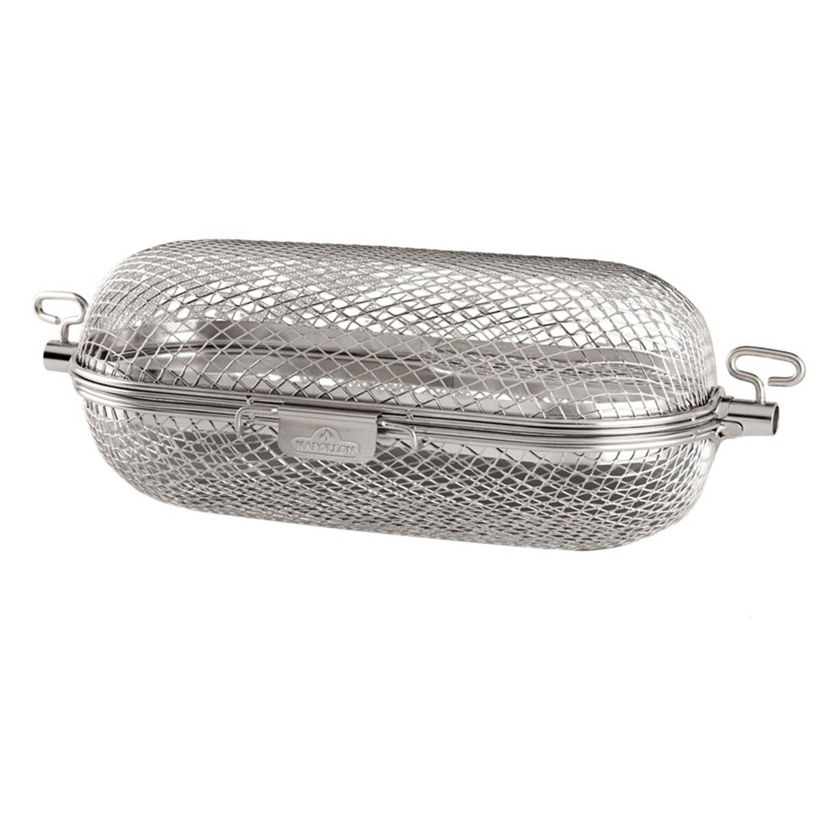 Napoleon rotisserie grill basket - food grade stainless steel, fits square and hex spit rods - 64000