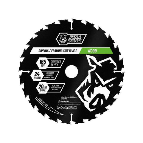 Full Boar 165mm 24T Carbide Circular Saw Blade, 20mm Bore