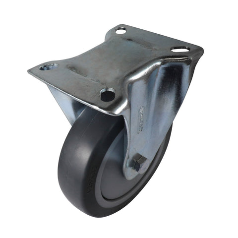 Easyroll 125mm 100kg Grey Rubber Heavy Duty Fixed Castor