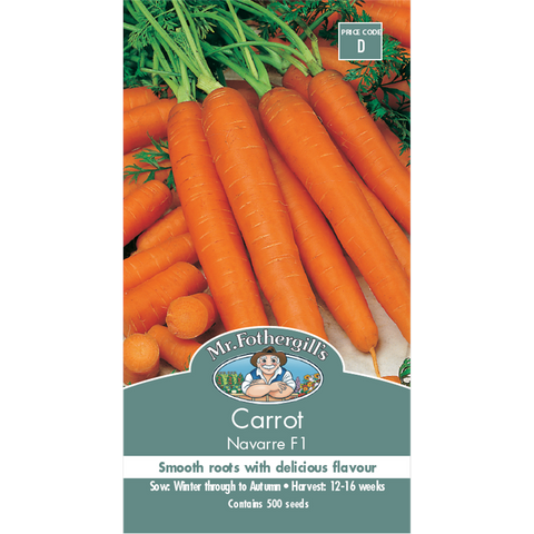 Mr Fothergill Navarre Carrot Seeds 16 Weeks Cylindrical Sweet Flavor - SuperSaverAU - view 1