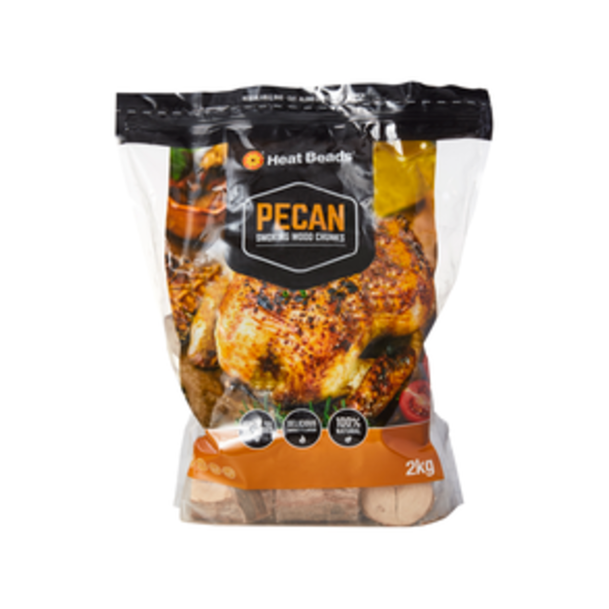 Heat Beads 2kg Pecan Smoking Wood Chunks BBQ Fuel