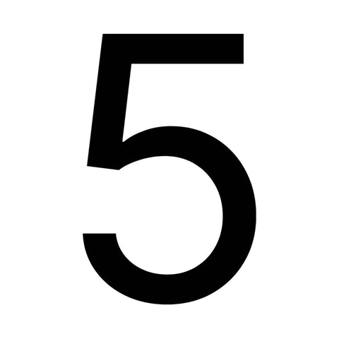 Numero Black Vinyl Transfer Number 5 Self-Adhesive Weather Resistant House Number