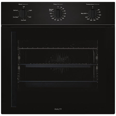 Inalto 60cm Multi-Function Oven - 67L Useable, Right Hinged Side-Opening Door, Black Glass - IOSO605M