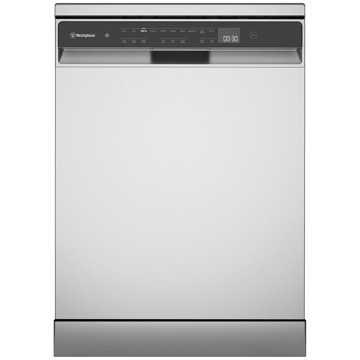 Westinghouse 60cm Freestanding Dishwasher - 15 Place Settings, Stainless Steel, 10 Programs - WSF6608XC