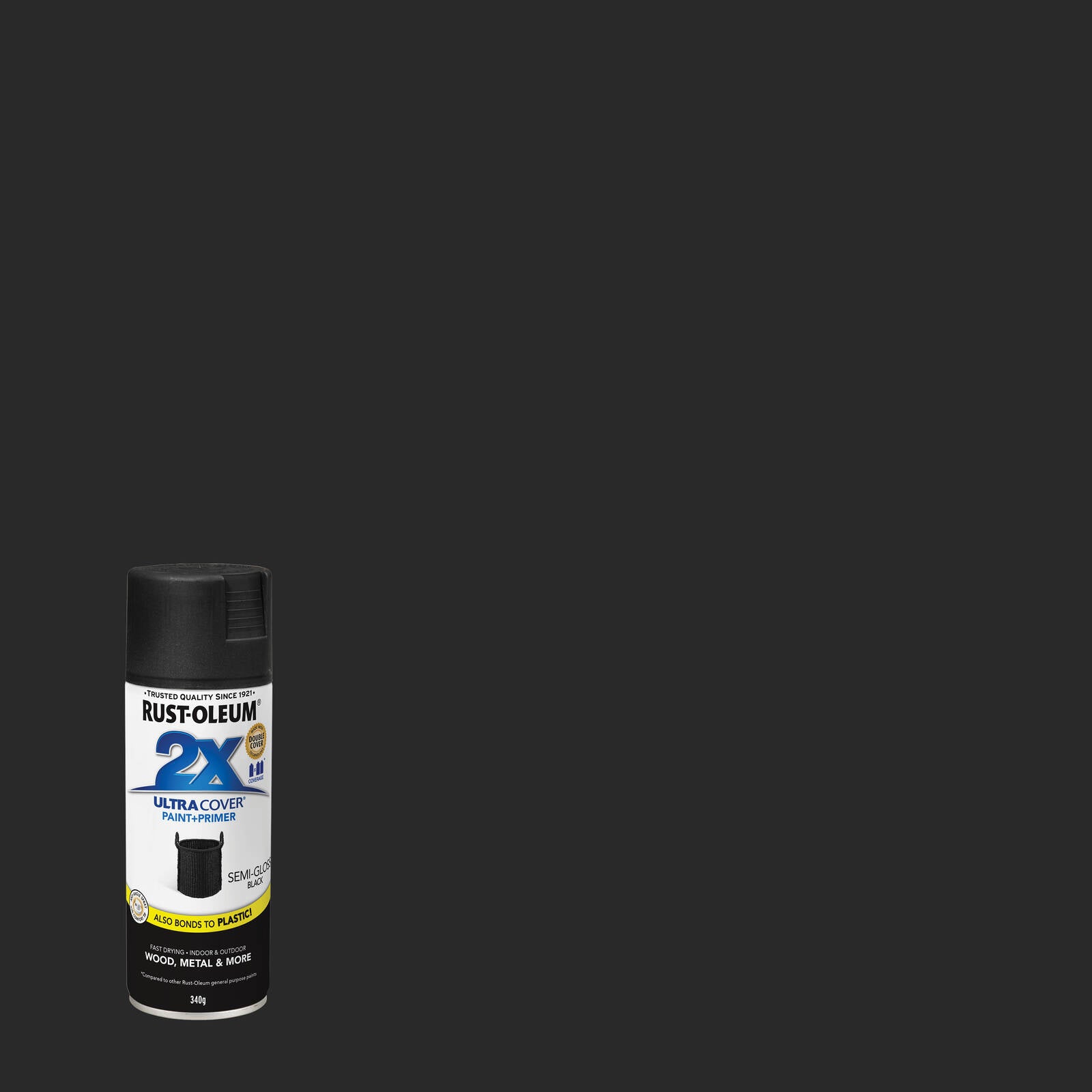 Rust-Oleum 2X Ultra Cover 340g Semi Gloss Black Spray Paint UV Resistant Indoor Outdoor