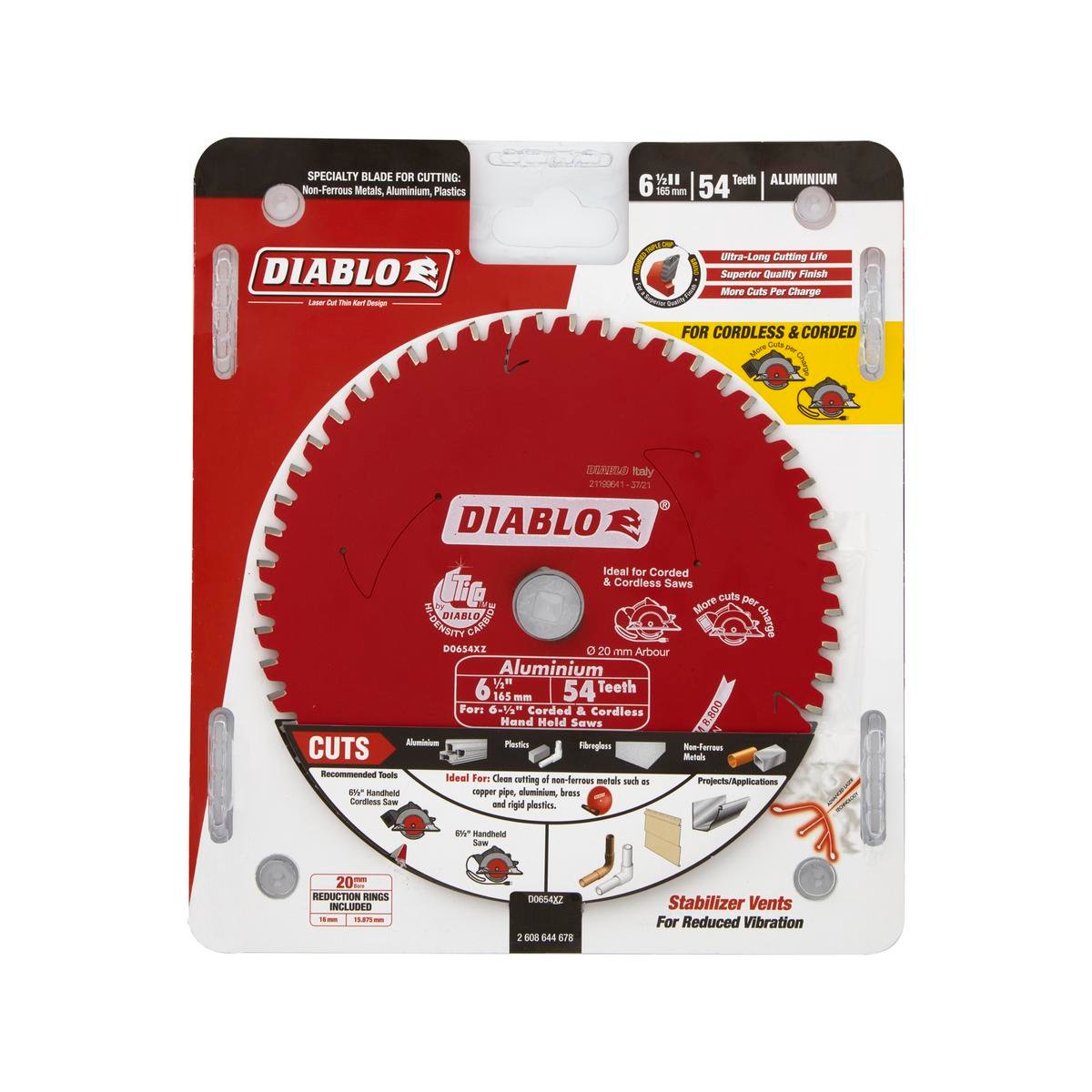 Diablo Circular Saw Blade - 165mm 54t - Aluminium & Plast - Precision Cutting - SuperSaverAU - view 1