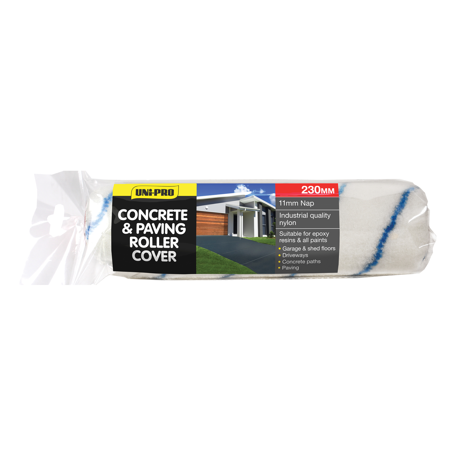 Uni-Pro 230mm Concrete and Paving Roller Cover 11mm Nap Woven Nylon