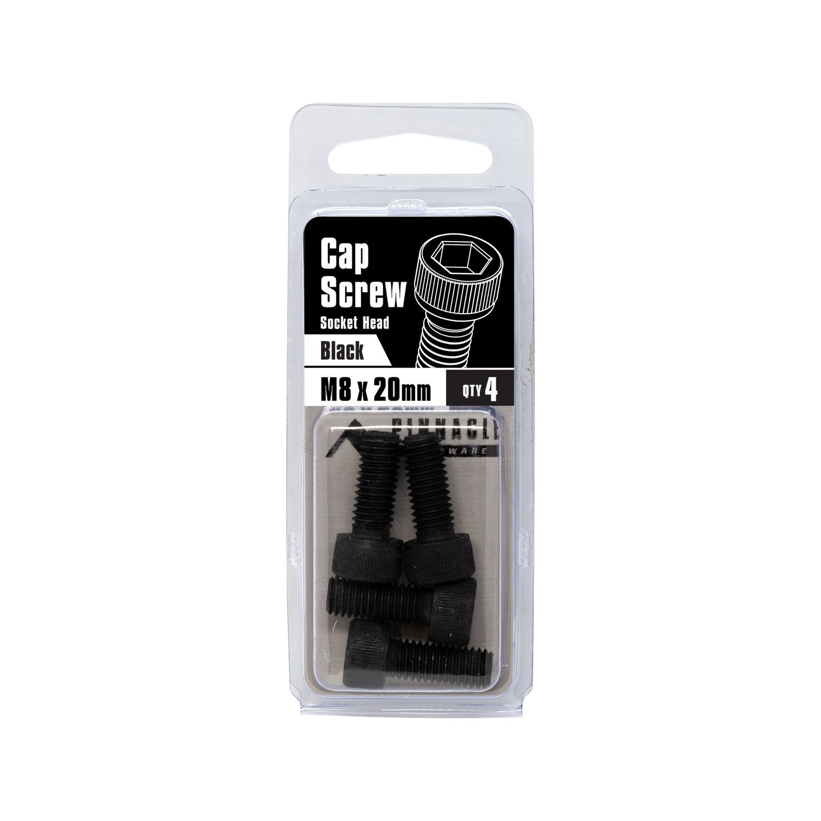Pinnacle M8 x 20mm Steel Black Oxide Socket Head Cap Screw 4 Pack