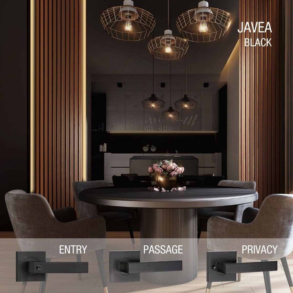 Lemaar Javea Entrance Set Black Zinc Keyed Exterior D Strike
