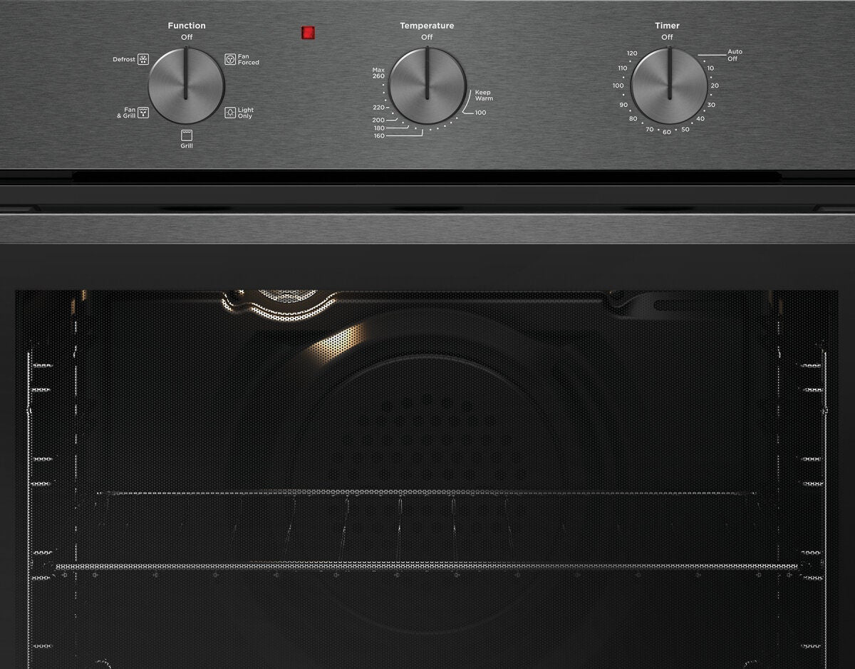 Westinghouse 60cm multi-function oven - 80L, dark stainless steel, 10A plug and lead, 2 hour timer - WVE6314DD