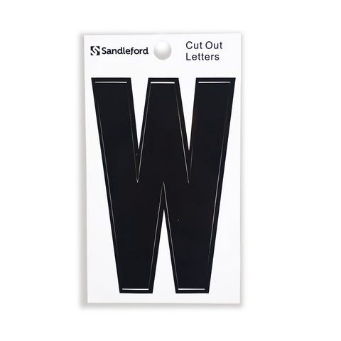 Sandleford 85mm Black Cut Out Self Adhesive House Letter W, Weather Resistant Polycarbonate