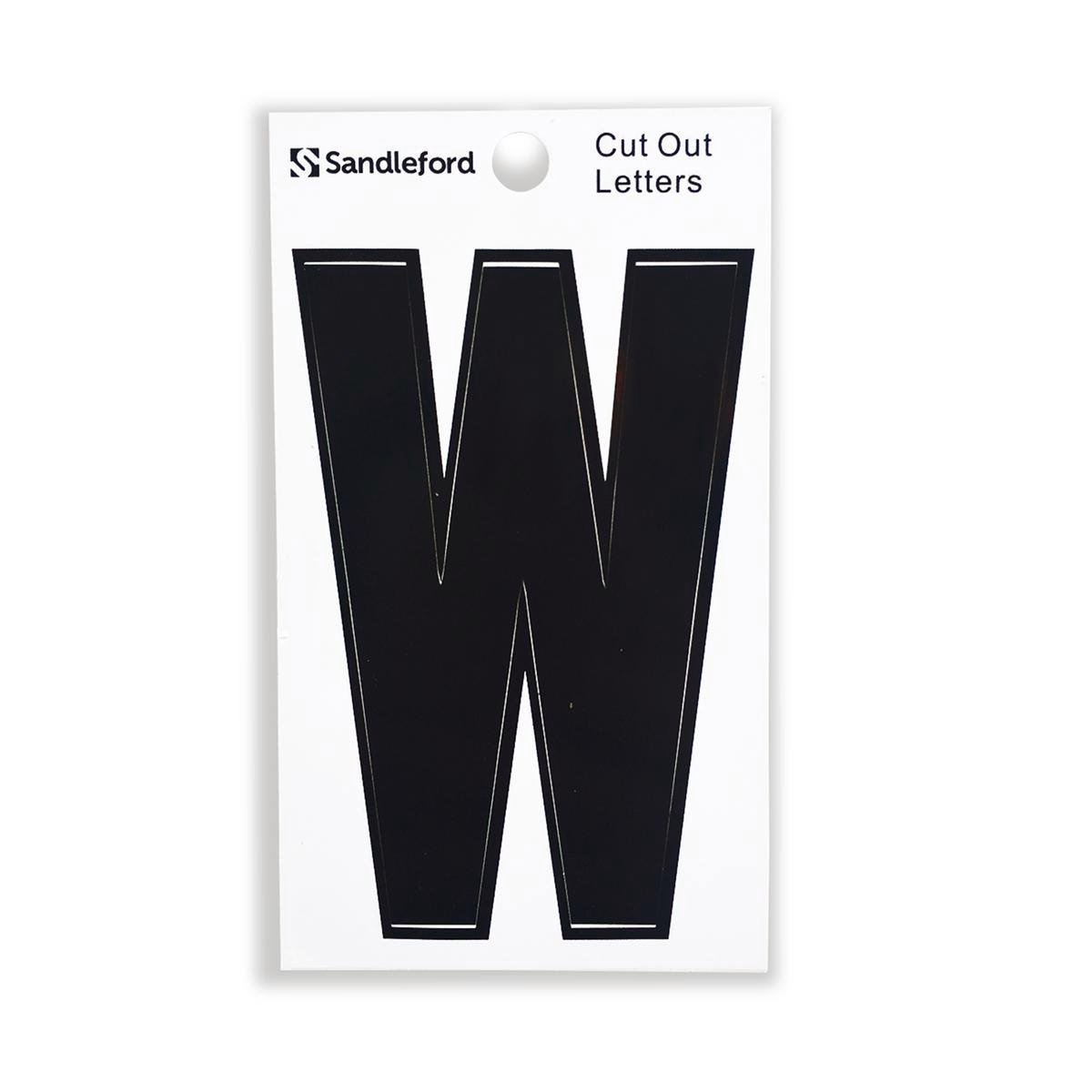 Sandleford 85mm Black Cut Out Self Adhesive House Letter W, Weather Resistant Polycarbonate