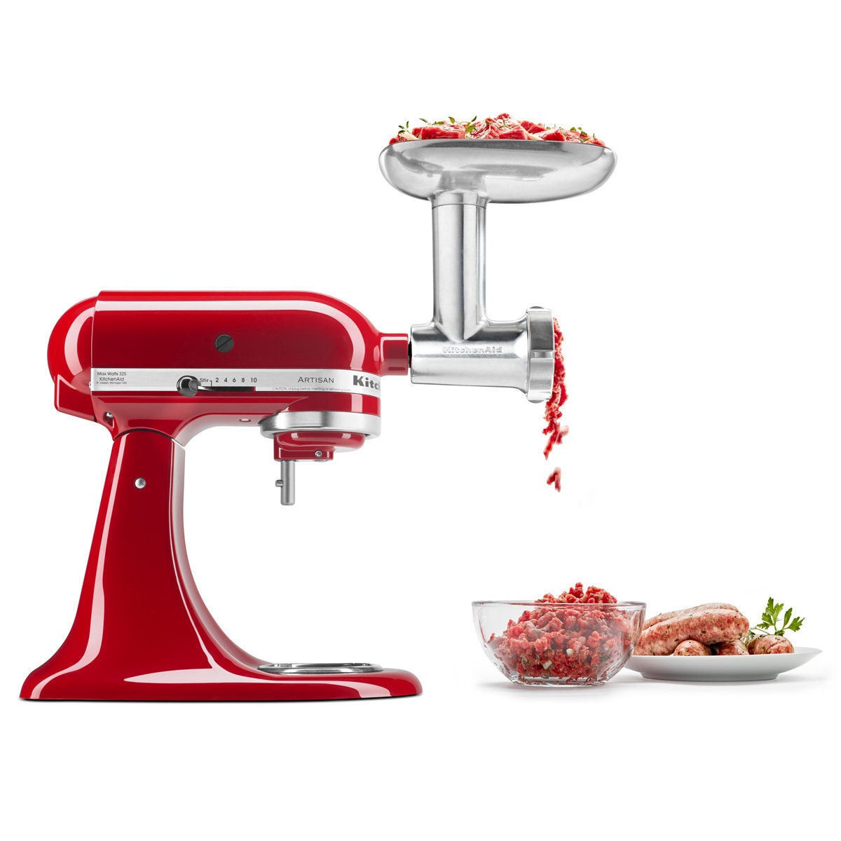 KitchenAid Metal Food Grinder Attachment - Silver - Fine, Medium and Coarse Plates - 5KSMMGAA