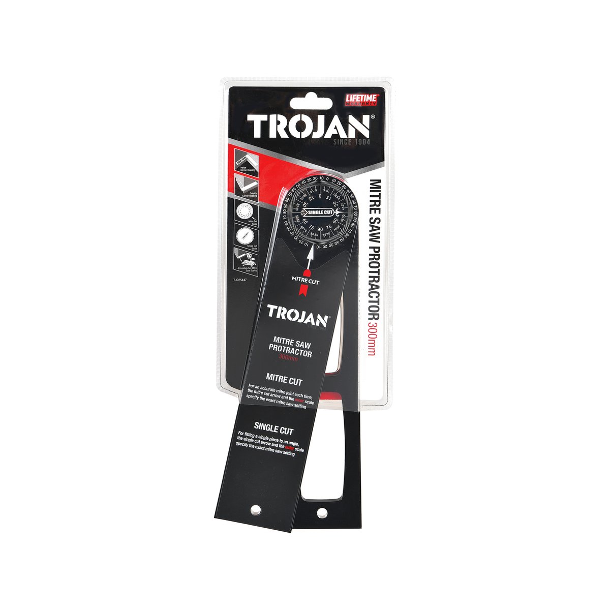 Trojan 300mm Aluminium Mitre Saw Protractor, Laser-Etched Scales