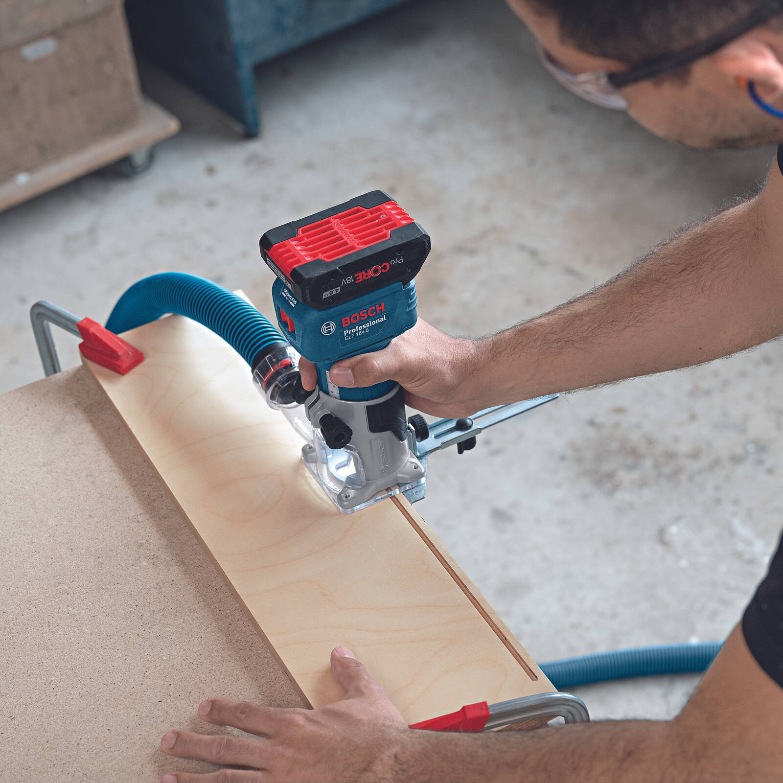 Bosch 18V Professional Cordless Laminate Trimmer GLF 18V-8 (Skin Only) 06016C6070