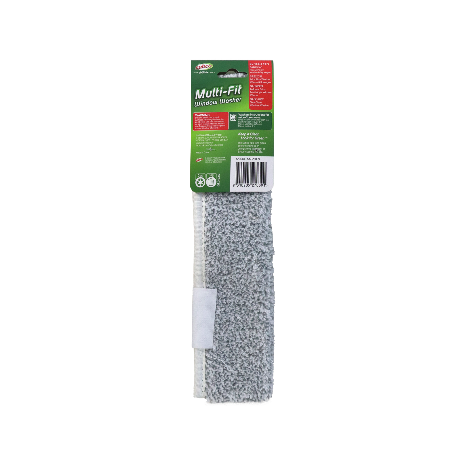 Sabco 25cm Multi-Fit Microfibre Window Washer Refill