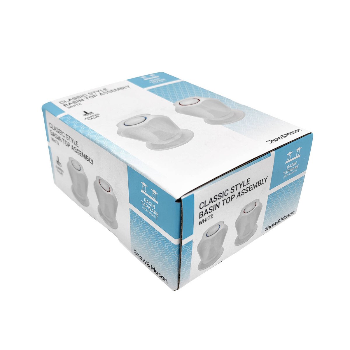 Shaw Mason Basin Top Assembly Pair - 160mm x 94mm x 60mm - White - Easy Install - SuperSaverAU - view 3