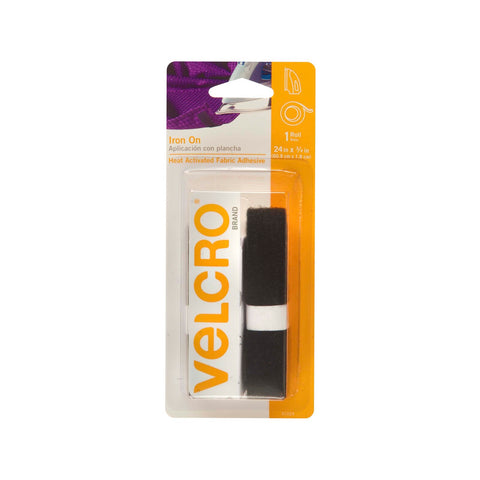 VELCRO Brand Iron-On Roll, Black, 609mm x 19mm, No-Sew Fabric Fastener