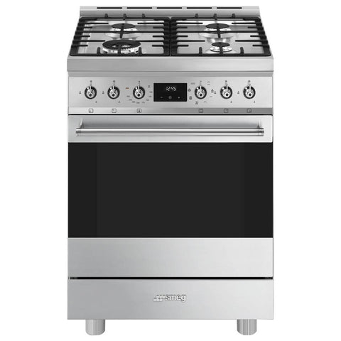 Smeg 60cm Classic Freestanding Cooker - Gas Cooktop, 79L Electric Oven, Stainless Steel - CS6GMXA2