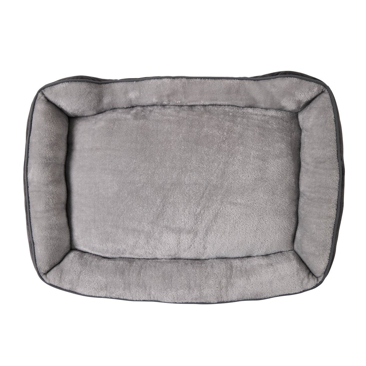 Happy Tails 90 x 60cm Large Grey Lounger Pet Bed, Bolstered Plush Polyester