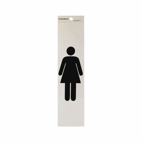 Sandleford 245 x 58mm Ladies Symbol Self Adhesive Sign, Gloss Silver Weather Resistant Polycarbonate