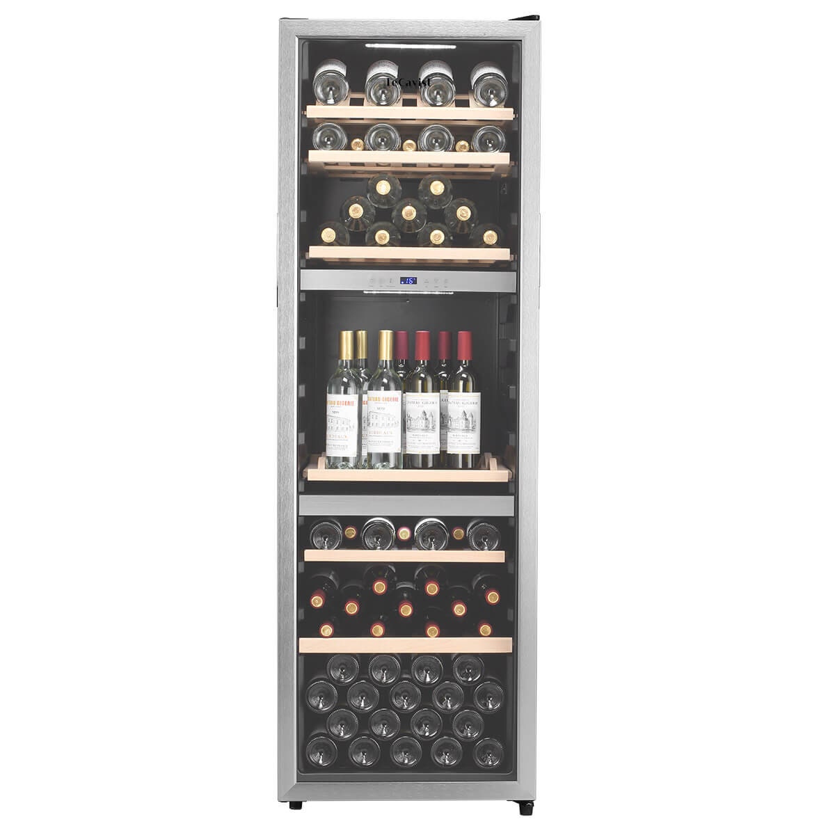 LeCavist 140 Bottle Triple Zone Wine Cabinet 282L - Stainless Steel, Triple Glazed Door - LEK1403ZPVX